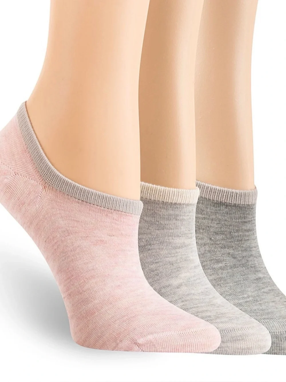 Lemon Legwear Women's Low Cut Socks - Gray & Pink 3-Pair Set, MSRP $18